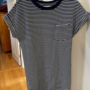 GAP Black and White Mini Shirt Dress with Short Cuffed Sleeves